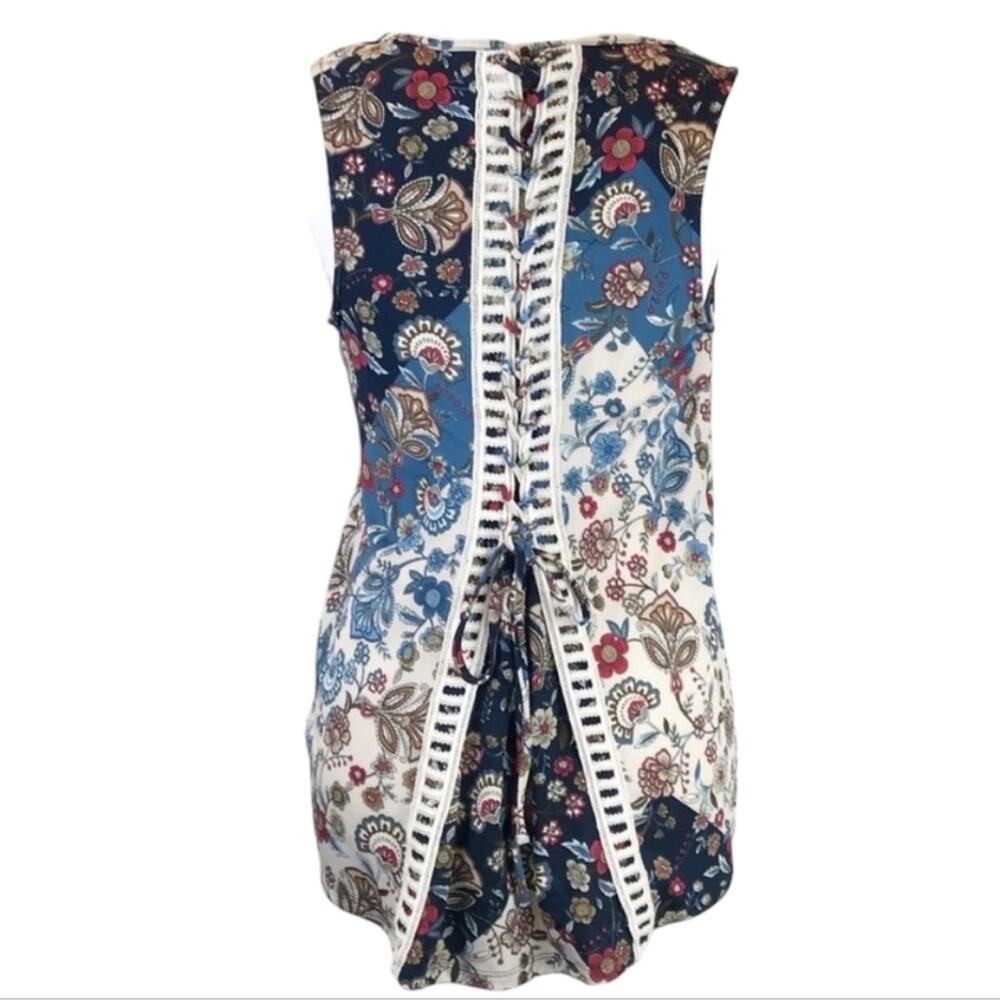 Westport Sleeveless Floral Lace-up Back Hi Low Blouse Medium - Picture 6 of 9